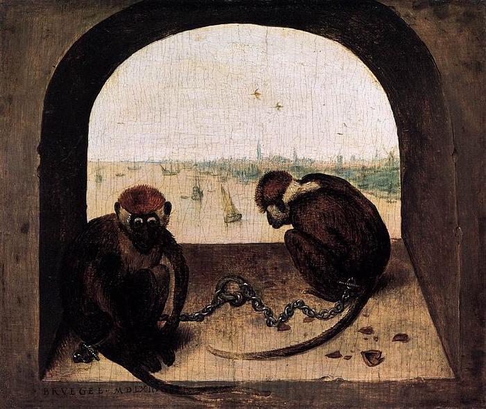 Pieter Bruegel the Elder Two Chained Monkeys